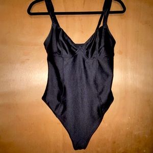 Black satin bodysuit